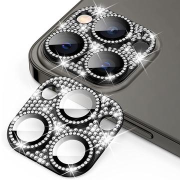 iPhone 15 Pro/15 Pro Max Hat Prince Glitter Camera Lens Protector - Black