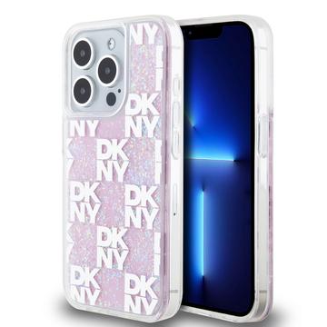 iPhone 15 Pro DKNY Liquid Glitter Checkered Pattern Case - Pink