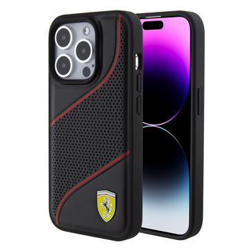 iPhone 15 Pro Ferrari Perforated Slanted Line Case - Black