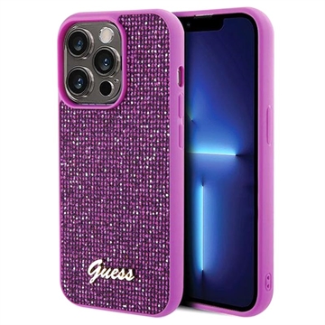 iPhone 15 Pro Guess Disco Metal Script Logo Case - Fuchsia