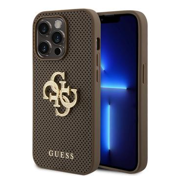 iPhone 15 Pro Guess Perforated 4G Glitter Logo Case - Taupe