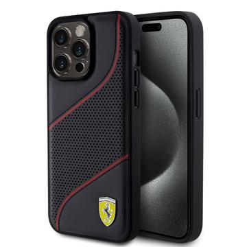 iPhone 15 Pro Max Ferrari Perforated Slanted Line Case - Black