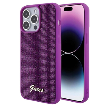 iPhone 15 Pro Max Guess Disco Metal Script Logo Case - Fuchsia