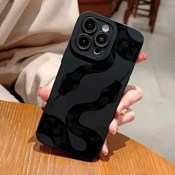 iPhone 15 Pro Snake-Pattern TPU Case - Black