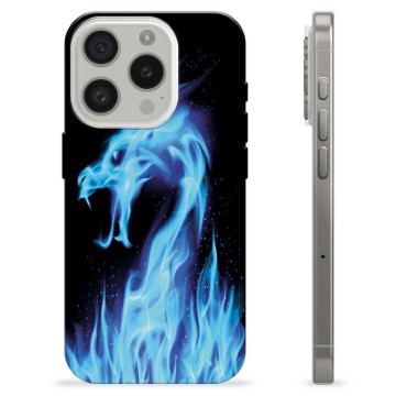iPhone 15 Pro TPU Case - Blue Fire Dragon