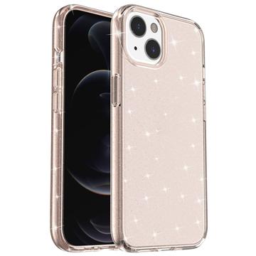 iPhone 15 Stylish Glitter Series Hybrid Case - Gold