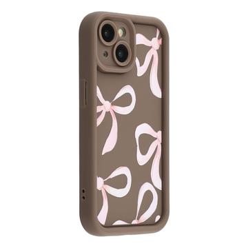 iPhone 15 Stylish Shockproof TPU Case with Raised Edges - Brown / Big Bow