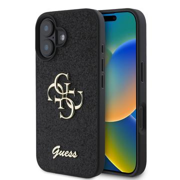 Photos - Case GUESS iPhone 16  Fixed Glitter 4G Metal Logo  - Black 