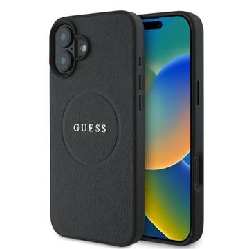 iPhone 16 Guess Grained Classic Logo Hybrid Case - MagSafe Compatible - Black