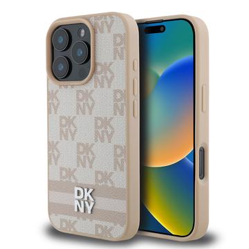 iPhone 16 Pro Max DKNY Checkered Pattern and Stripe Case - Pink