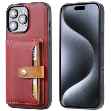 iPhone 16 Pro Max Retro Style Case with Wallet - Red