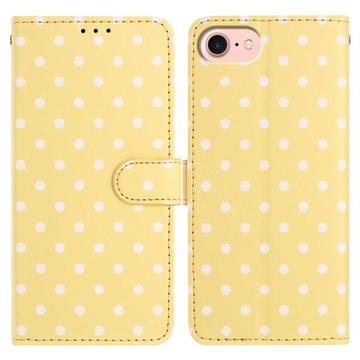 iPhone 16e/17e Polka Dot Pattern Wallet Case - Yellow