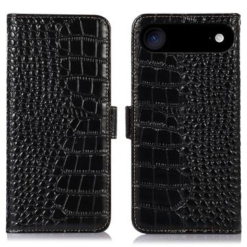 iPhone 17 Air Crocodile Series Wallet Leather Case with RFID - Black