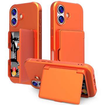 iPhone 17 Hybrid Case with Hidden Mirror & Card Slot - Orange
