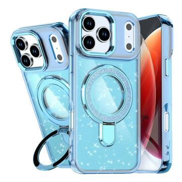 iPhone 17 Pro Glitter Hybrid Case with Kickstand - MagSafe Compatible - Blue