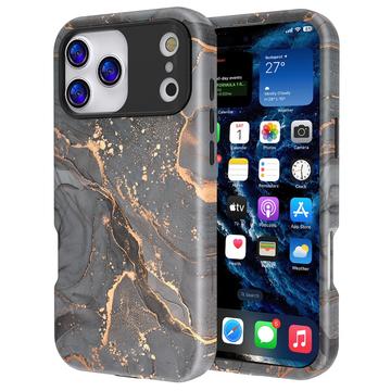 iPhone 17 Pro Luxury Marble Hybrid Case - Black / Gold