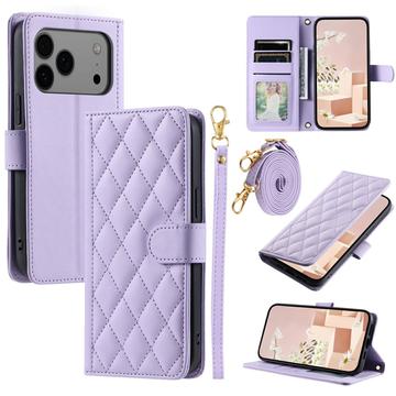 iPhone 17 Pro/18 Pro Luxury Quilted Wallet Case - Purple