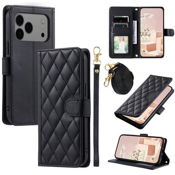 iPhone 17 Pro Max/18 Pro Max Luxury Quilted Wallet Case - Black