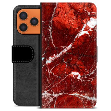 iPhone 17 Pro Max Premium Wallet Case - Red Marble