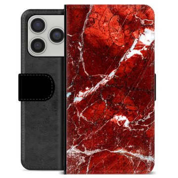 iPhone 17 Pro/18 Pro Premium Wallet Case - Red Marble
