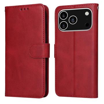 iPhone 17 Pro/18 Pro Wallet Case with Stand - Red