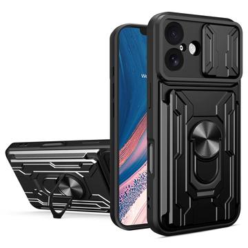 iPhone 17 Rotary Ring Hybrid Case with Camera Shield - Black