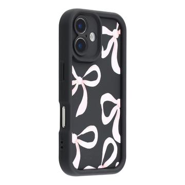 iPhone 17 Stylish Shockproof TPU Case with Raised Edges - Black / Big Bow
