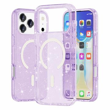iPhone 18 Pro Stylish Glitter Series Hybrid Case - MagSafe Compatible - Purple