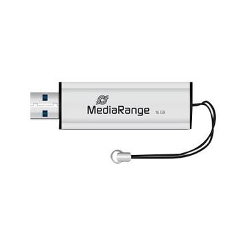 MediaRange USB 3.0 Flash Drive with Slide Mechanism - 16GB - Black / Silver