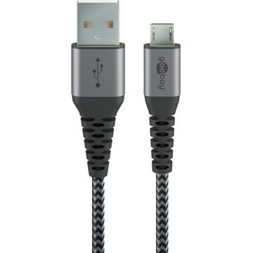 Goobay MicroUSB / USB-A Cable - 0.5m (Open Box - Bulk) - Space Grey / Silver