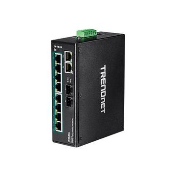 Trendnet TI-PG102 10-Port Industrial Gigabit PoE+ DIN-Rail Switch - Black