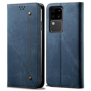 vivo S18 Pro Retro Series Wallet Case with Card Slot - Blue