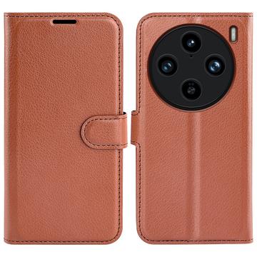 vivo X100 Pro Wallet Case with Magnetic Closure - Brown