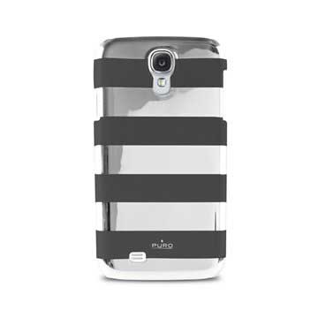 Samsung Galaxy S4 i9500, i9505 Puro Stripe Case - Grey / Black