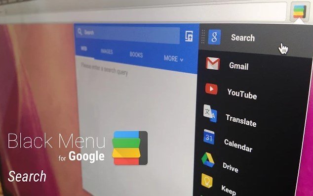 Black Menu user interface