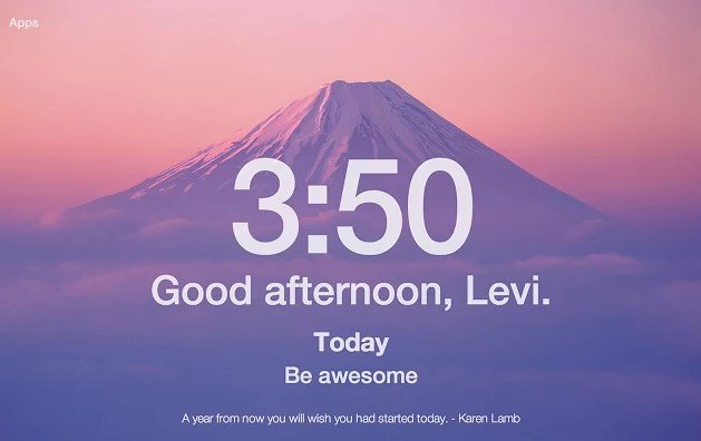 Interface of the Momentum Google Chrome extension
