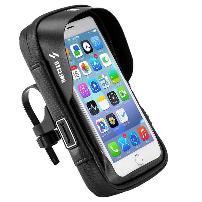 Waterproof bicycle case with phone holder