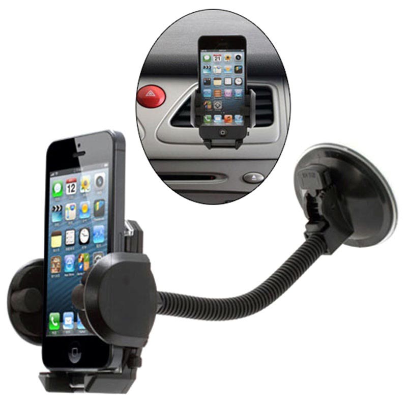 Car phone holder for the windscreen and the fan grille