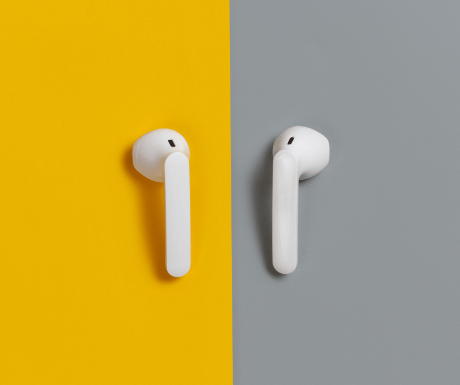 AirPods on Yellow and Gray