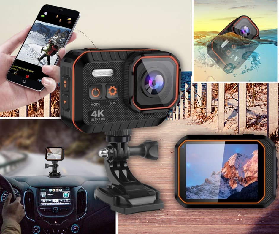 4K Action Camera Action camera with Bluetooth remote for convenient control