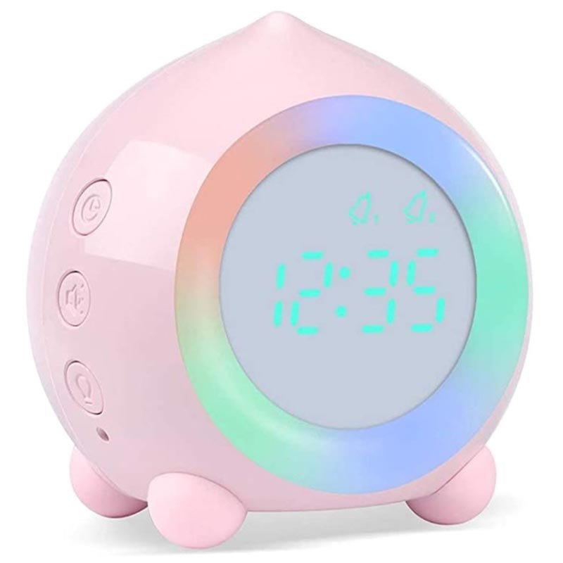 Alarm Clock with Colourful Night Light Alarm clock for kids, wake up every morning with your favorite alarm sound