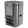 100W GaN Desktop Charging Station with 25W Wireless Charging, 2x USB-C Cables - Black