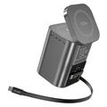 100W GaN Desktop Charging Station with 25W Wireless Charging, 2x USB-C Cables - Black