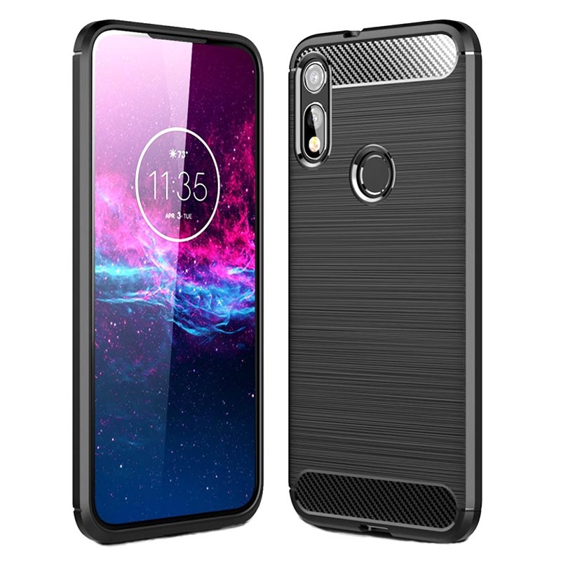 Motorola Moto E (2020) Brushed TPU Case Carbon Fiber Black