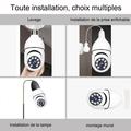 1080P WiFi PTZ Security Camera with E27 Light Bulb Socket and Night Vision - White