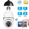 1080P WiFi PTZ Security Camera with E27 Light Bulb Socket and Night Vision - White