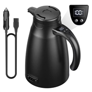 12V/24V Car Electric Kettle with Smart Temperature Control - 1200ml - Black