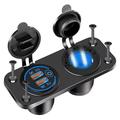 12V/24V Dual QC3.0 USB Charger and Cigarette Lighter Socket for Car, Boat and RV - Blue