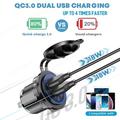 12V/24V Dual QC3.0 USB Charger and Cigarette Lighter Socket for Car, Boat and RV - Red