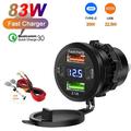 12V/24V USB Charger Socket with Voltage Display for Car, Boat, Motorcycle and Truck